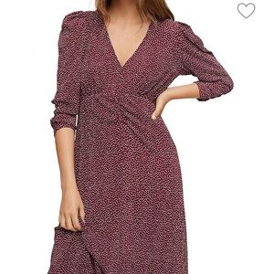 Mango red polka dot midi-length dress